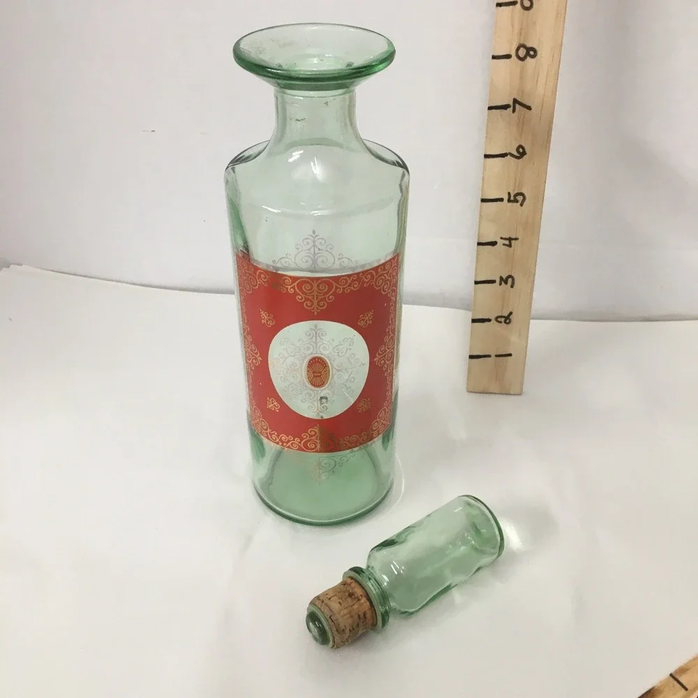 Vintage Glass Green Old Fitzgerald Decanter Bottle  1960's  Vintage‎